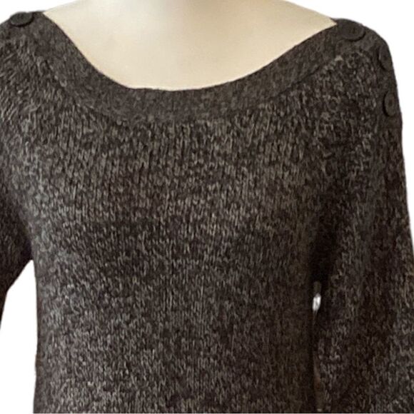 $ 5 $ add on Pink Rose marled black/ gray/ white knit sweater mini dress tunic - Picture 6 of 16